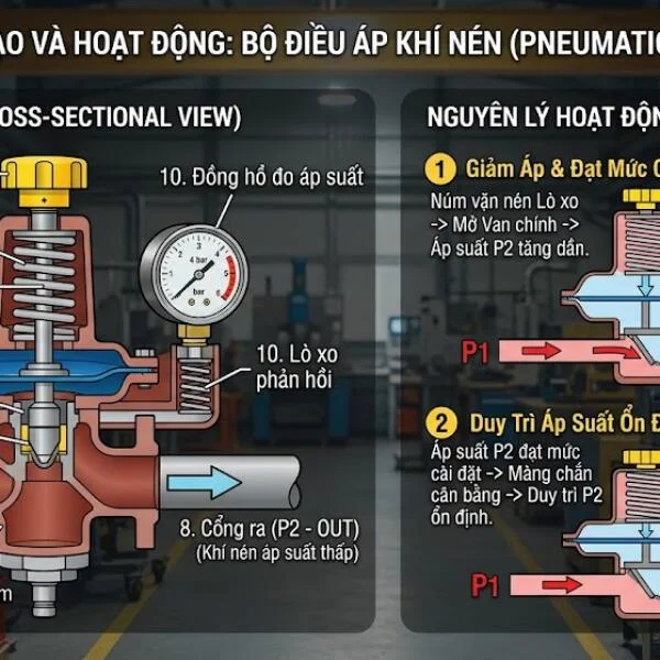 Bộ điều áp khí nén chính hãng giúp ổn định áp suất hệ thống