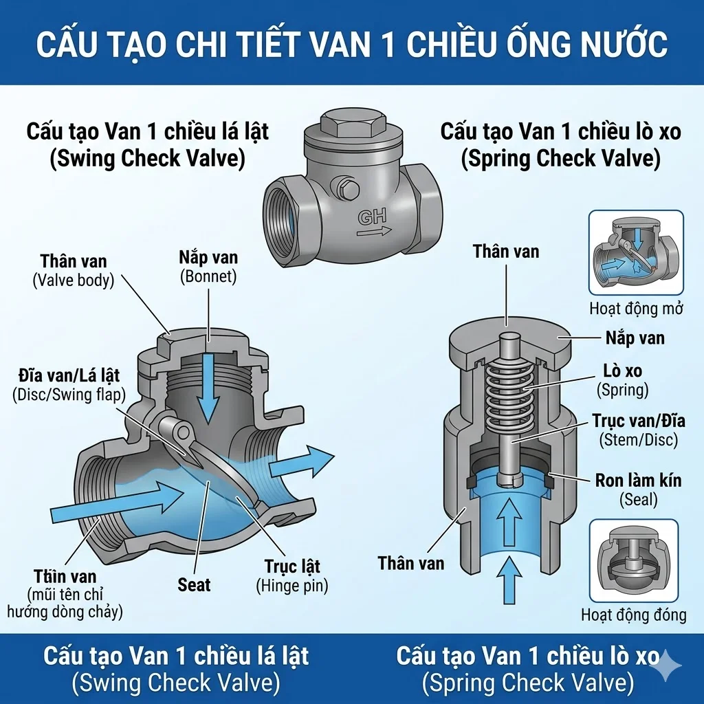 Các loại van 1 chiều phổ biến