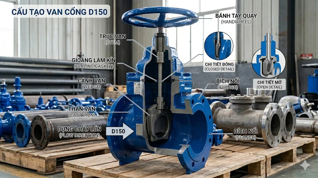 Van cổng DN150 và ứng dụng thực tế
